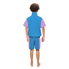 Retro 80s Kids Children Short-sleeved Blue Sportswear Cosplay Outfits Halloween Party Suit