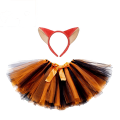 Fox Tutu Dress Cosplay Girls Costume Headwear Sticker Set Outfits Halloween Carnival Suit