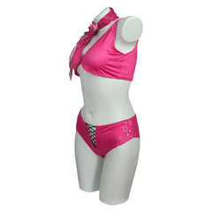 2023 Doll Movie Beachwear Pink Bikinis 3 Piece Set Scarf Swimsuit Cosplay Costume Outfits Halloween Carnival Suit