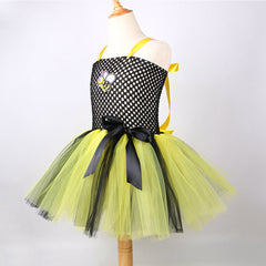 4 Piece Kids Girls Mesh Tutu Yellow Skirt Bee Wings Props Set Cosplay Costume Outfits Halloween Carnival Suit