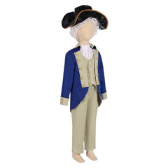 5 Piece Full Set President George Washington Kids Children Cosplay Colonial Blue Uniform Costume Outfits Halloween Carnival Suit