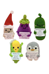 5Pcs/Set Cute Positive Energy Cosplay Plush Toys Cartoon Soft Stuffed Dolls Mascot Birthday Xmas Hand Knitted Creative Gifts