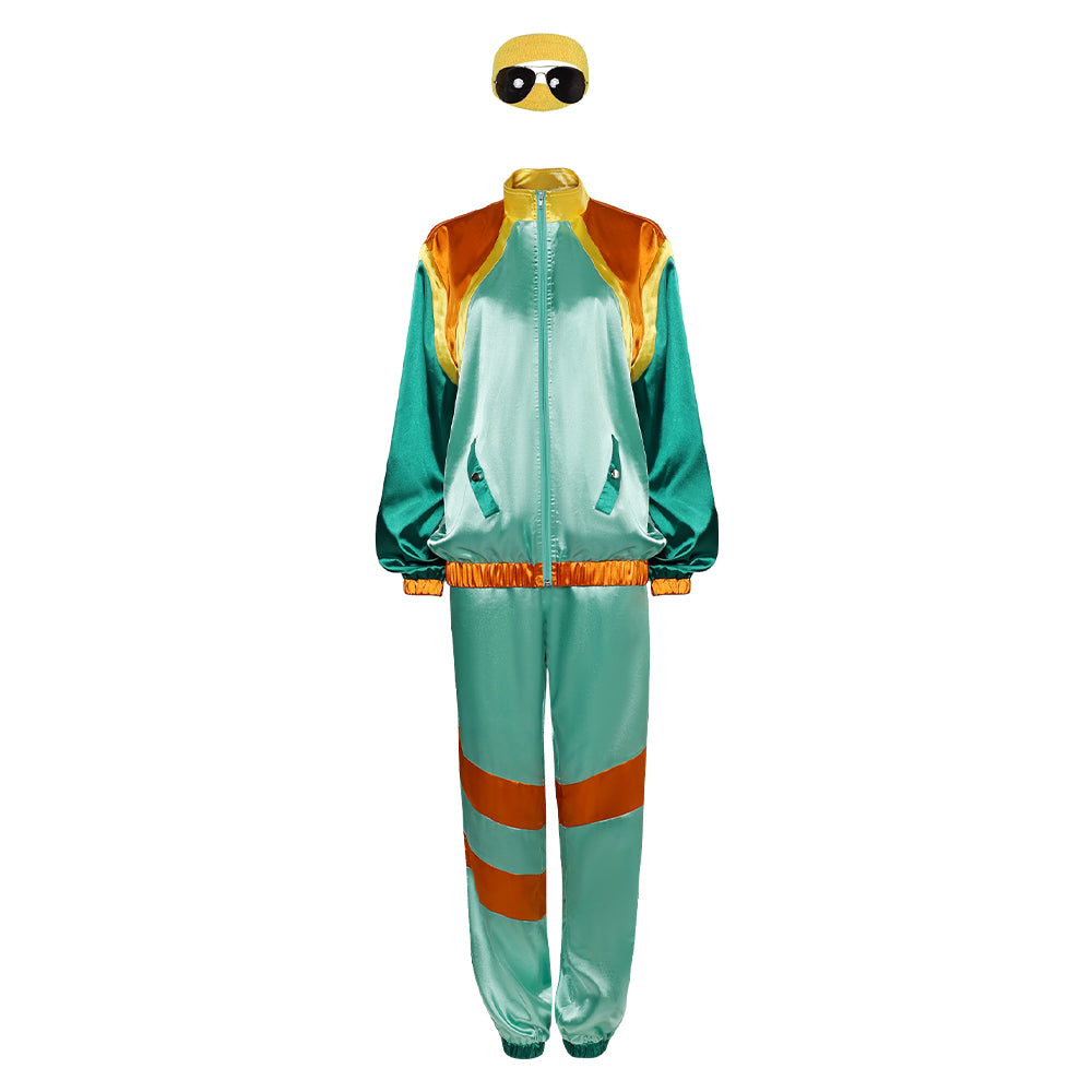 Gold Silver Color Block 2 Piece 80s Retro Hip Hop Disco Tracksuit Jacket Pants