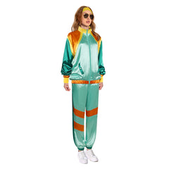 80s Disco Tracksuit for Men Women Green Retro Hip Hop Neon Clothes Outfit Set Shell Suit Cosplay Costume