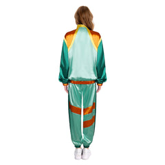 80s Disco Tracksuit for Men Women Green Retro Hip Hop Neon Clothes Outfit Set Shell Suit Cosplay Costume