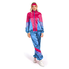 80s Women Rose and Blue Mixed 7 Piece/Set Retro Tracksuit Cosplay Casual Street Costume Outfits Halloween Carnival Suit