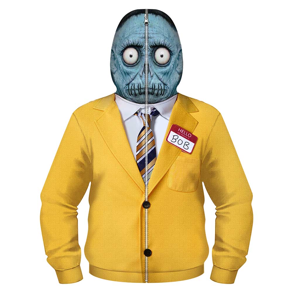 Beetlejuice 2 Bob-Shrinker Shrunken Head Cosplay Yellow Zip Up Hoodie ...
