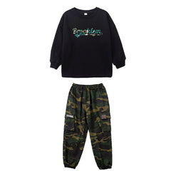Jazz Hip Hop Camouflage Clothes For Kids Children 3 Piece Set Cosplay Outfits Halloween Party Suit