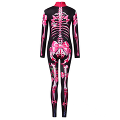 Kids Girls Skull Bones Floral Printed Jumpsuit Cosplay Outfits Halloween Party Suit