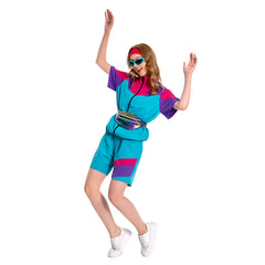 Retro 80s 90s Women Men 5 Piece Sportwear Set Outfits Tracksuits Set Cosplay Costume Outfits Halloween Carnival Suit
