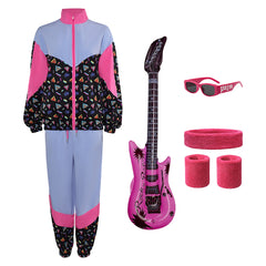 Retro 80s Unisex Blue 6 Piece Set Sportswear Cosplay Outfits Halloween Party Suit