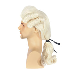 Retro Medieval Prince Judge Lawyer Cosplay Braid Wig Heat Resistant Synthetic Hair Halloween Costume Accessories