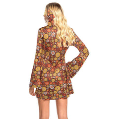 Retro 70s Disco Women Hippie Skirt 7 Piece Set Cosplay Outfits Halloween Party Suit