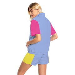 Retro 80s Pink Short-sleeved Outfit 6 Piece Set Sportswear Cosplay Outfits Halloween Party Suit