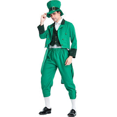 St. Patrick's Day Irish Leprechaun 3 Piece Slim Fit Costume Cosplay Uniform Outift Halloween Carnival Suit