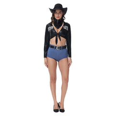 Women Western Cowboy 2024 Summer Music Festival 5 Piece Set Cosplay Outfits Halloween Party Suit