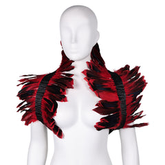 Women Colorful Feather Cape Shawl Ribbons Set Halloween Cosplay Costume Accessories