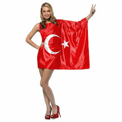 Adult Women National Flag Printed Dress Cosplay Outfits Halloween Party Suit