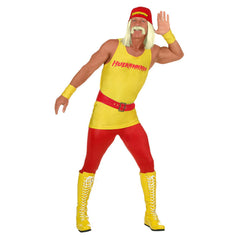 Adult Wrestler Printed Jumpsuit Hulk Hogan Cosplay Costume Halloween Carnival Party Suit