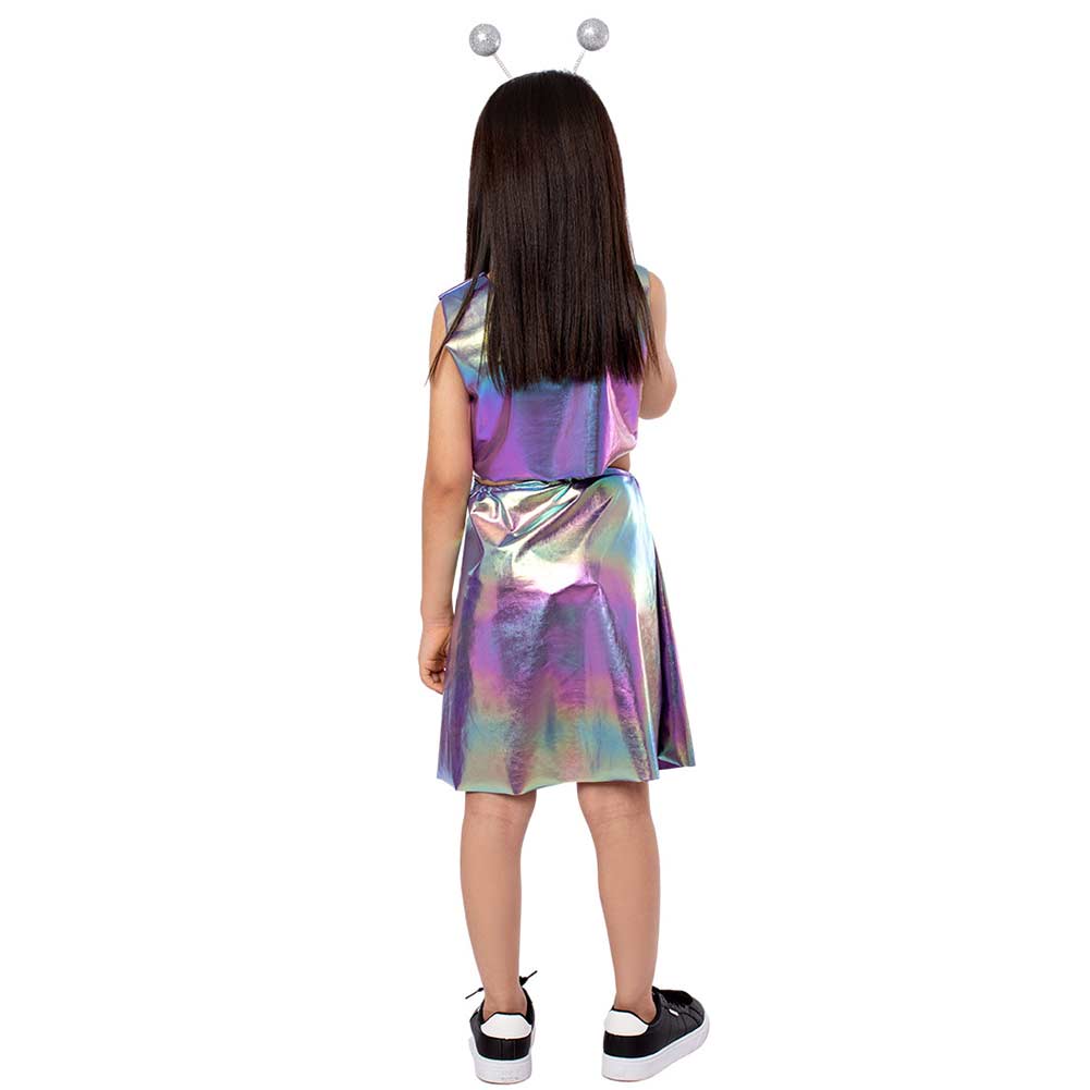 Alien Cosplay Girls Laser Split Dress Accessories 4 Piece Set Outfits ...