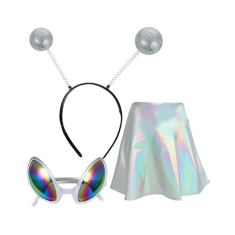 Alien Laser Silver Princess Kids Skirt 3 Piece Set Cosplay Outfits Halloween Party Suit