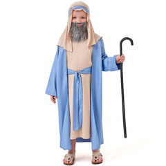 Arabians Shepherd Kids Boys Blue Robe 3 Piece Set Cosplay Outfits Halloween Party Suit