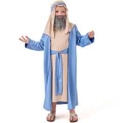 Arabians Shepherd Kids Boys Blue Robe 3 Piece Set Cosplay Outfits Halloween Party Suit