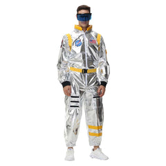 Astronaut Adult Men Shiny Jumpsuit Belt Set Cosplay Outfits Halloween Party Suit