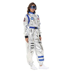 Astronaut Adult Women Shiny Jumpsuit Belt Set Cosplay Outfits Halloween Party Suit