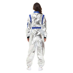 Astronaut Adult Women Shiny Jumpsuit Belt Set Cosplay Outfits Halloween Party Suit