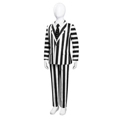Beetle Juice Kids Children Black White Stripe Suit Uniform Cosplay Costume Outfits Halloween Carnival Suit