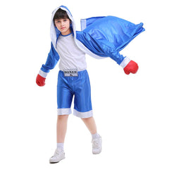 Boxer Cosplay Kids Boys Blue Sportwear Uniform Outfits Halloween Party Suit