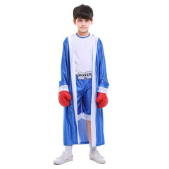 Boxer Cosplay Kids Boys Blue Sportwear Uniform Outfits Halloween Party Suit