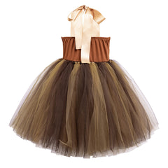 Brown Bear Kids Girls 5 Piece Set Mesh Tutu Dress Outfits Halloween Carnival Suit Cosplay Costume