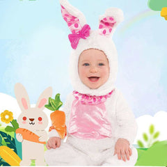 Bunny Rabbit Cosplay Kids Children Jumpsuit Hat Carrot Bracelet 3 Piece Set Outfits Halloween Carnival Suit