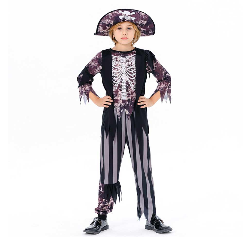 Caribbean Pirates Cosplay Costume For Kids Boys Full Set Outfits Halloween Carnival Suit