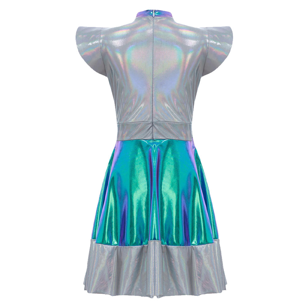 knee length dresses for ladies 1980s Metallic Futuristic Party Mini Dress main image 0