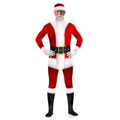 Christmas Santa Claus 3D Printed Bodysuit Hat Set Cosplay Outfits Halloween Carnival Suit