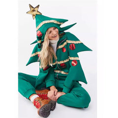 Christmas Tree Cosplay Zip-up Hooded Sweatshirt Hoodie Halloween Carnival Costume