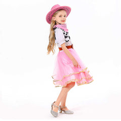 Cowgirl Cosplay Costume For Little Girls 5 Piece Set Outfits Halloween Carnival Suit