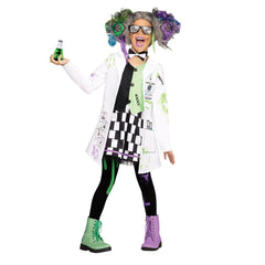 Crazy Scientist Cosplay Outfits For Kids Little Girls Halloween Carnival Party Disguise Suit