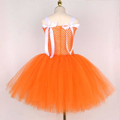 Cute Fox Kids Girls Tutu Mesh Dress With Headgear Cosplay Outfits Halloween Party Suit