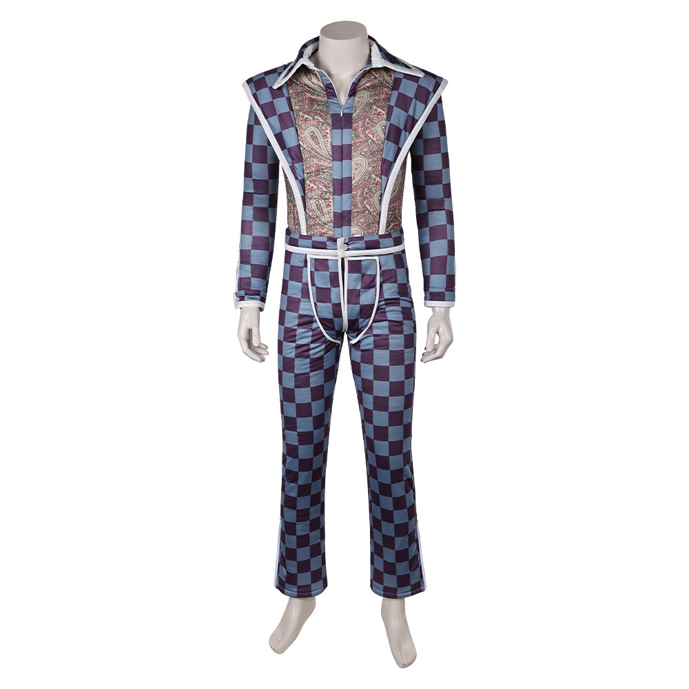 David Bowie Retro Plaid Checkered Jumpsuit Cosplay Outfits Halloween Carnival Suit