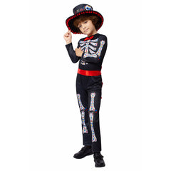 Day of the Dead Kids Boys Uniform Set Cosplay Costume Outfits Halloween Carnival Suit