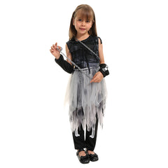 Death Kids Girls Cosplay Tutu Dress 3 Piece Set Outfits Halloween Party Suit