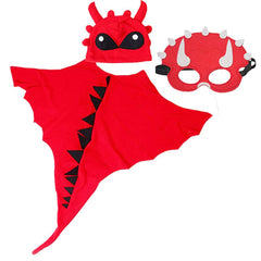 Dinosaur Cloak Hat Mask 3 Piece Set For Kids Children Cosplay Costume Outfits Halloween Carnival Suit