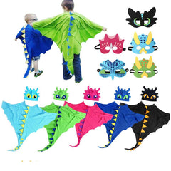 Dinosaur Cloak Hat Mask 3 Piece Set For Kids Children Cosplay Costume Outfits Halloween Carnival Suit