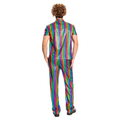 Disco 70S Men Colorful Six-piece Set Cosplay Outfits Halloween Party Suit