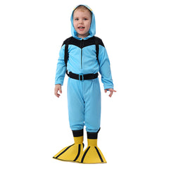 Diving Professional Cosplay Blue Jumpsuit Set For Kids Children Outfits Halloween Carnival Suit