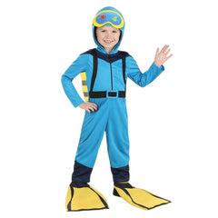 Diving Professional Cosplay Blue Jumpsuit Set For Kids Children Outfits Halloween Carnival Suit